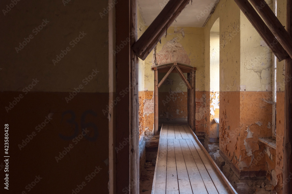 The abandoned old palace in Pilica in Poland