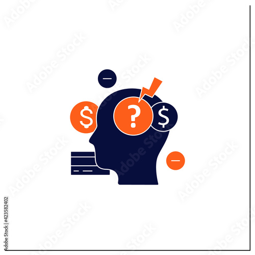 Stress glyph icon. Stressful situation from money lack. Poverty. Stressful situation. Disappointed. Mindful spending concept.Filled flat sign. Isolated silhouette vector illustration