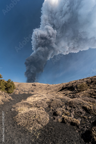 Wallpaper Mural Spectacular eruption of the Etna volcano with column of smoke in the sky Torontodigital.ca