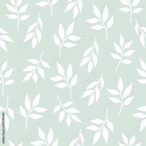 Seamless pattern of leaves and branches. Silhouettes leaves seamless pattern. Seamless pattern of leaves for print design  wallpaper. Vector illustration in simple style.