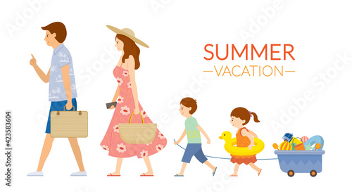 Family Walking to Travel Summer