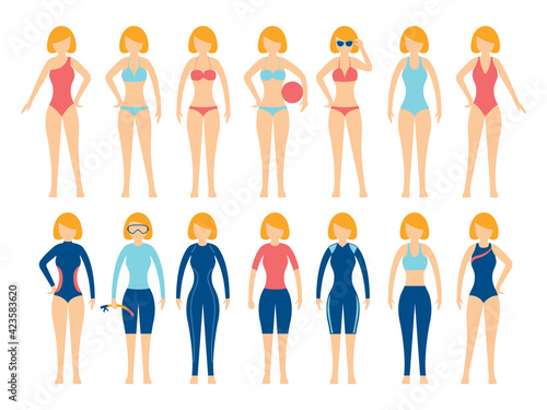 Girl in Various Type of Swimsuit Set, Summer Travel