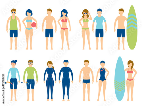 People in Various Type of Swimsuit Set, Summer Travel