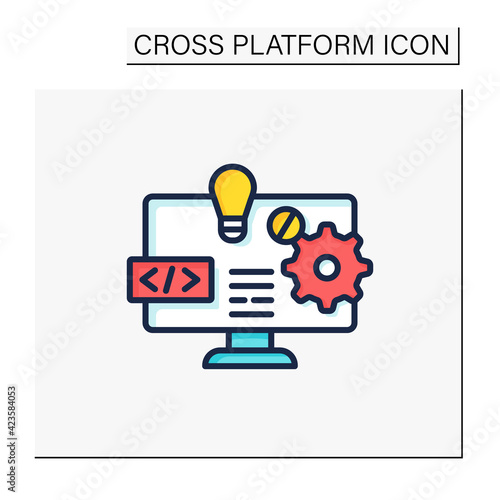 Software platform color icon. Programming environment. Platform for creating new operating systems. New idea. Digitalization concept. Isolated vector illustration