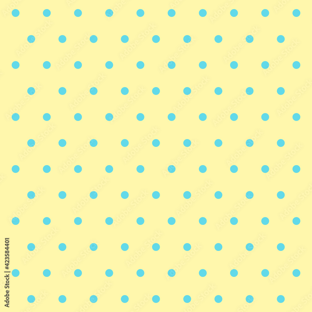 Easter pattern polka dots. Template background in blue and yellow polka dots . Seamless fabric texture. Vector illustration