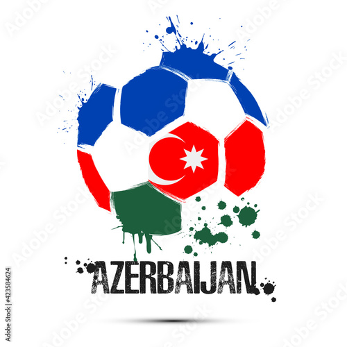 Abstract soccer ball with Azerbaijani national flag colors. Flag of Azerbaijan in the form of a soccer ball made on an isolated background. Football championship banner. Vector illustration