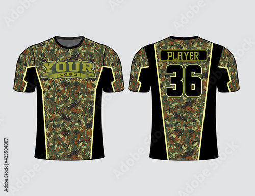 Sports gear template and mockup perfect for all sports team uniforms. Designs that go on casual wear, T-shirts, fashions and sports apparels