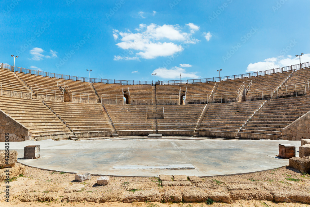 beautiful ancient amphitheater in Caesarea Israel