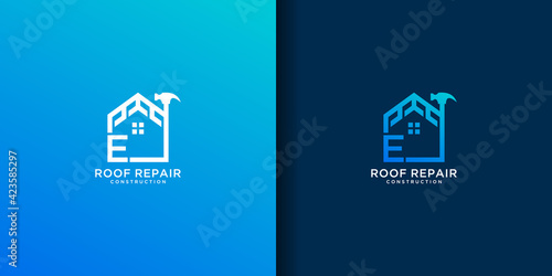 Letter e home roof repair logo