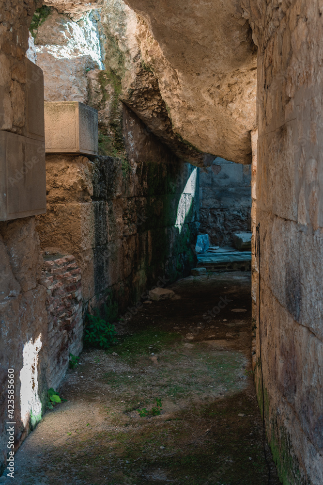 Vertical shot of a catacomb