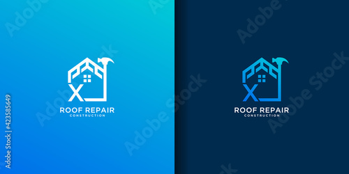 Letter x home roof repair logo