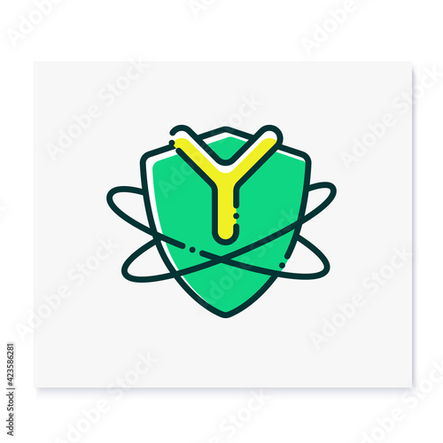 Antibodies color icon. Immunoglobulin. Immune system concept. Immunology. Body defence system. Health, immunity, disease prevention. Isolated vector illustration