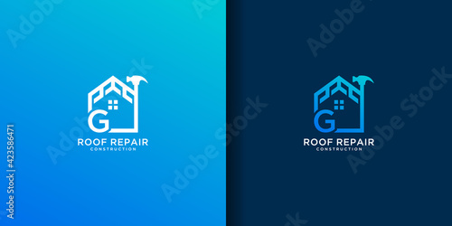Letter g home roof repair logo