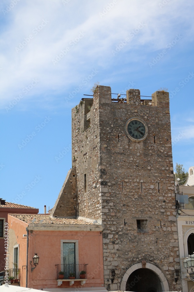 Torre dell'orologio in Taormina at Sicily, Italy