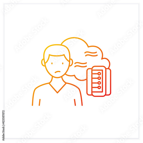 Data smog gradient icon. Information overload. Overwhelmed individuals brain and system. Unsatisfied situation. Isolated vector illustration.Suitable to banners, mobile apps and presentation