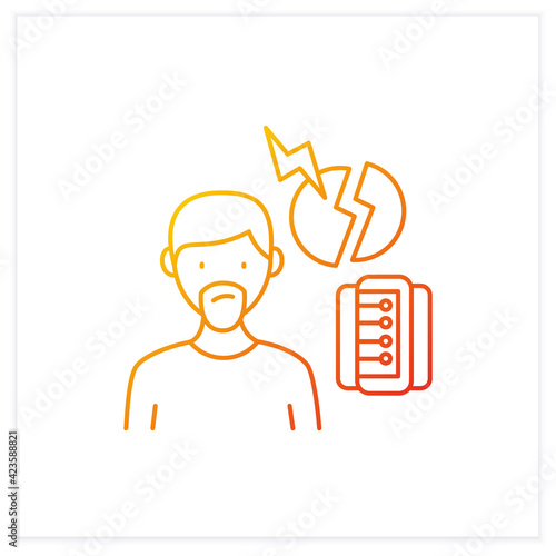 Fake information gradient icon. Contradictions and inaccuracies in available information. Information overload concept.Isolated vector illustration.Suitable to banners, mobile apps and presentation