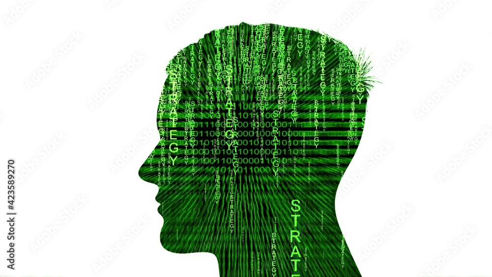 Silhouette of man strategy data concept Silhouette of man strategy data concept