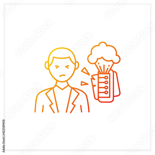 Information explosion gradient icon.Rapid increase of published information or data.Information overload concept.Isolated vector illustration.Suitable to banners, mobile apps and presentation