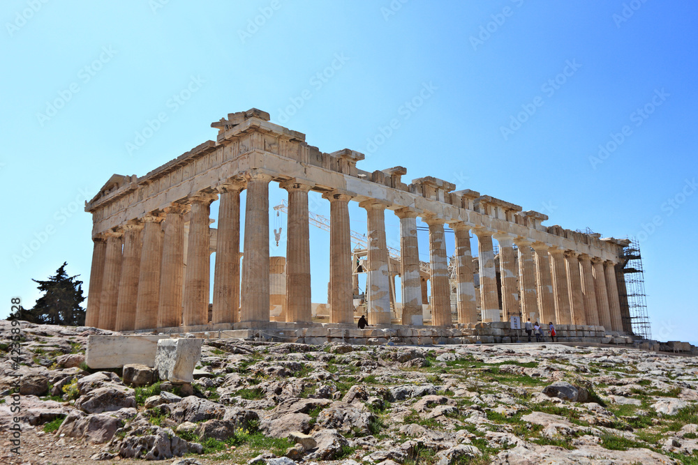 Naklejka premium Parthenon, the most emblematic ancient temple in Athens, Greece, a symbol of culture and democracy all across the world. 