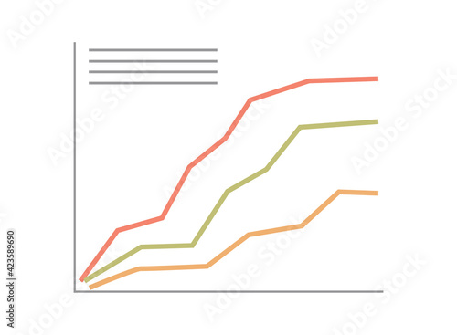 Abstract financial chart with uptrend line graph vector flat illustration. Political election results. Business or investing data market icon. Invest strategy, business investment application sign.
