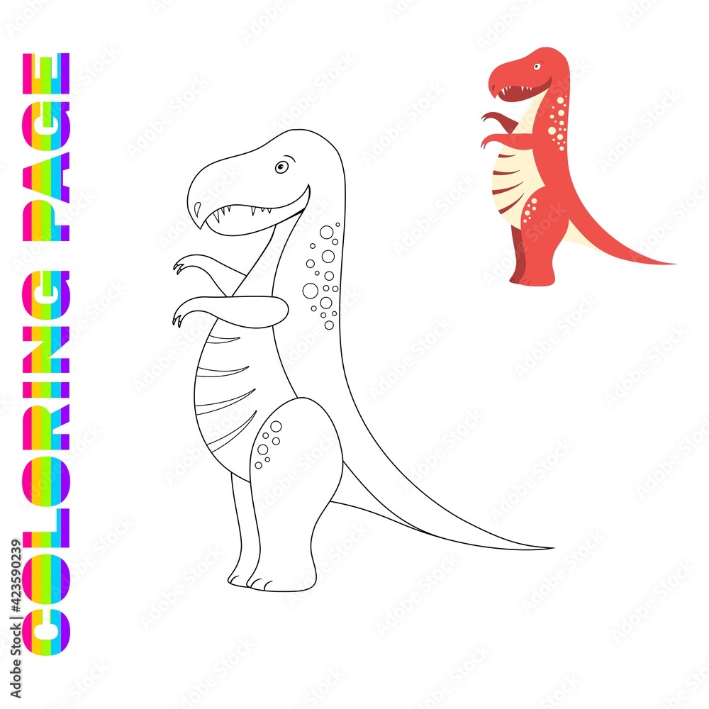 Obraz premium Coloring page for kids with Tyrannosaur