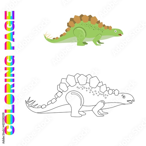 Coloring page for kids with Stegosaurus