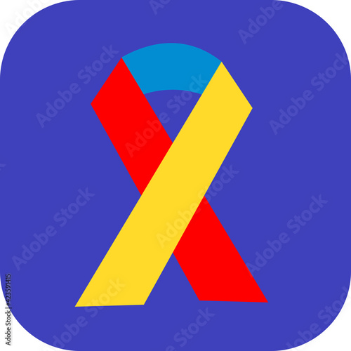 Colourful puzzle icon and ribbon in the colours symbolic of autism