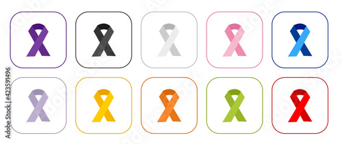 Different coloured ribbon to raise awareness about cancer 