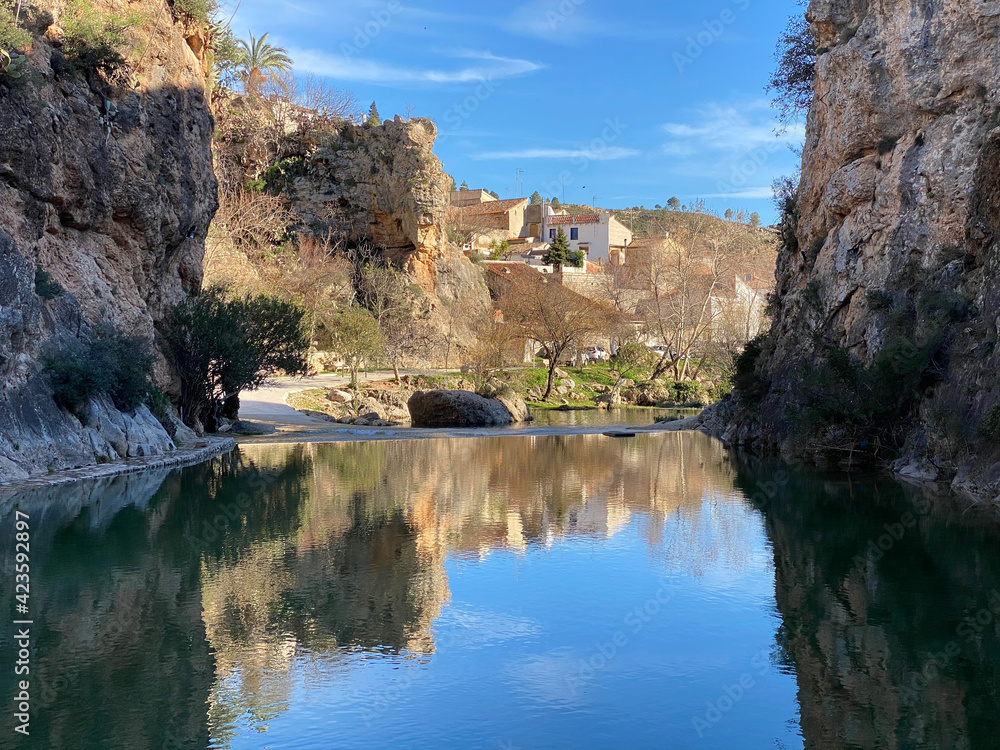 waterfalls and natural pools in the town of Bolbaite, located in the Valencian Community, Spain.