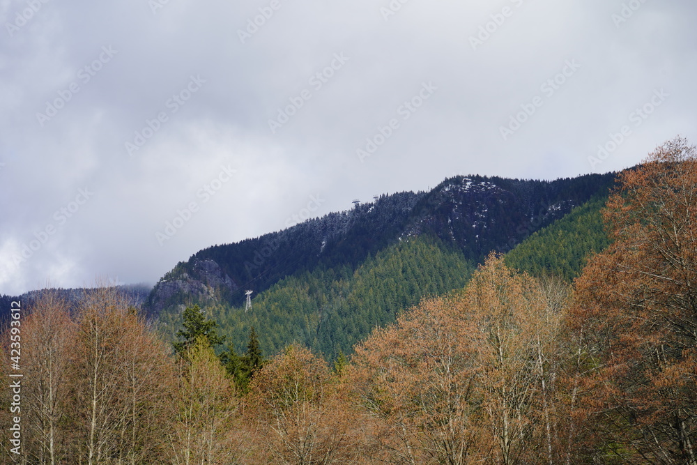 グラウスマウンテン 　ノースバンクーバー　景色　風景　山　春　雪の残る