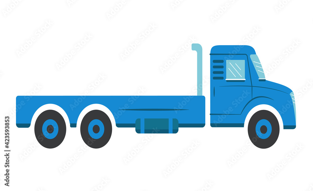 Truck without body, car chassis with cab. A shortened model of a blue