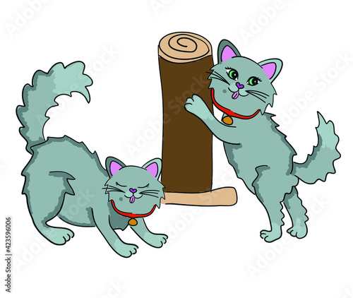 Cute colorful vector illustration: cats set