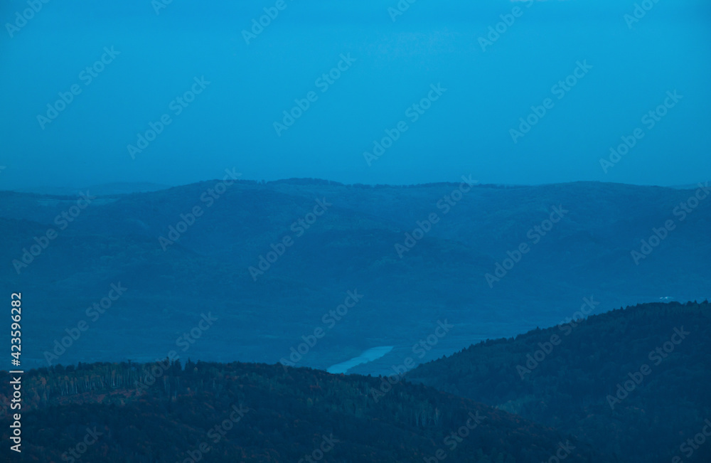 Above view of evening sky and carpathian mountains Above view of evening sky and carpathian mountains