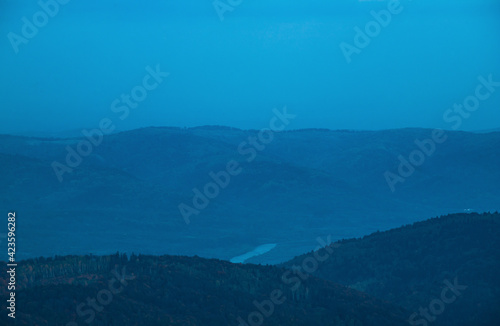 Above view of evening sky and carpathian mountains  © Dmytro Hai