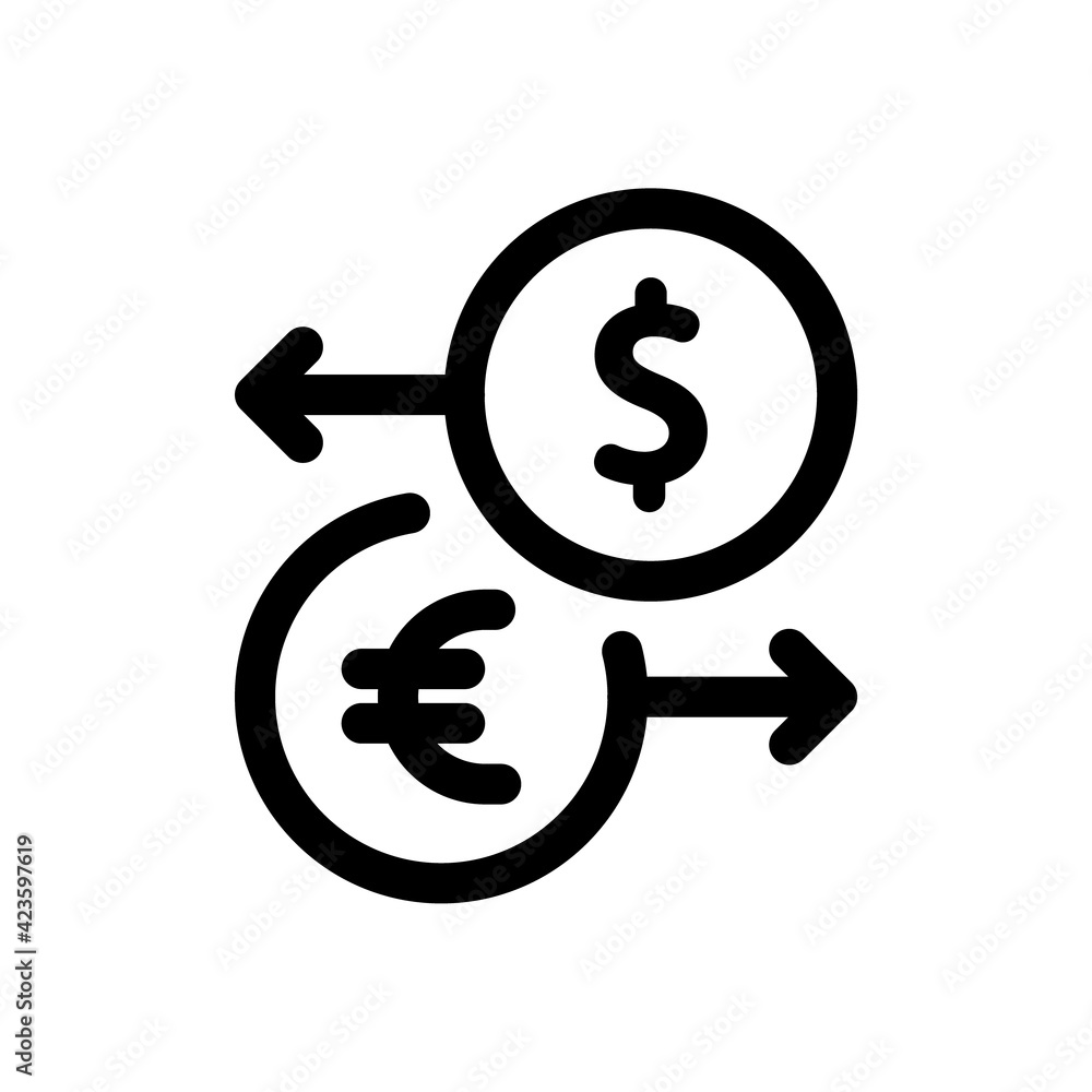 Money exchange simple icon. Banking currency sign. Euro and Dollar Cash transfer symbol. Quality design elements. Classic style. Vector Money exchange simple icon. Banking currency sign. Euro and Dollar Cash transfer symbol. Quality design elements. Classic style. Vector