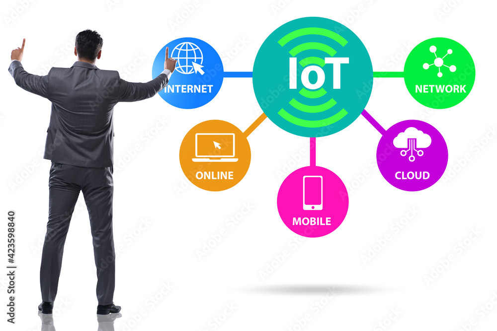 Internet of Things IOT concept with businessman Internet of Things IOT concept with businessman