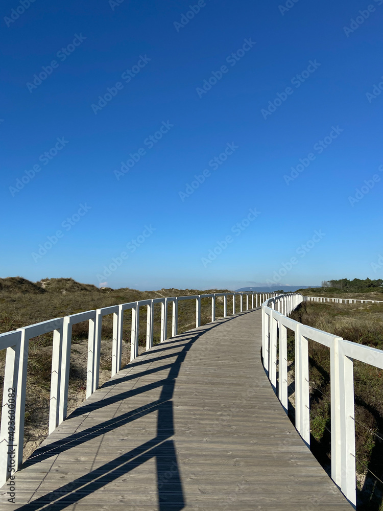 Ecovia Litoral Norte (North Coast Ecoway), walking path in Esposende, Portugal. Ecovia Litoral Norte (North Coast Ecoway), walking path in Esposende, Portugal.