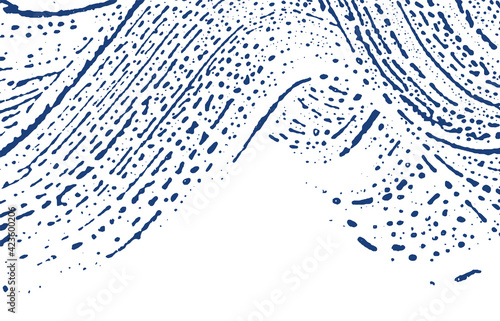 Grunge texture. Distress indigo rough trace. Emine