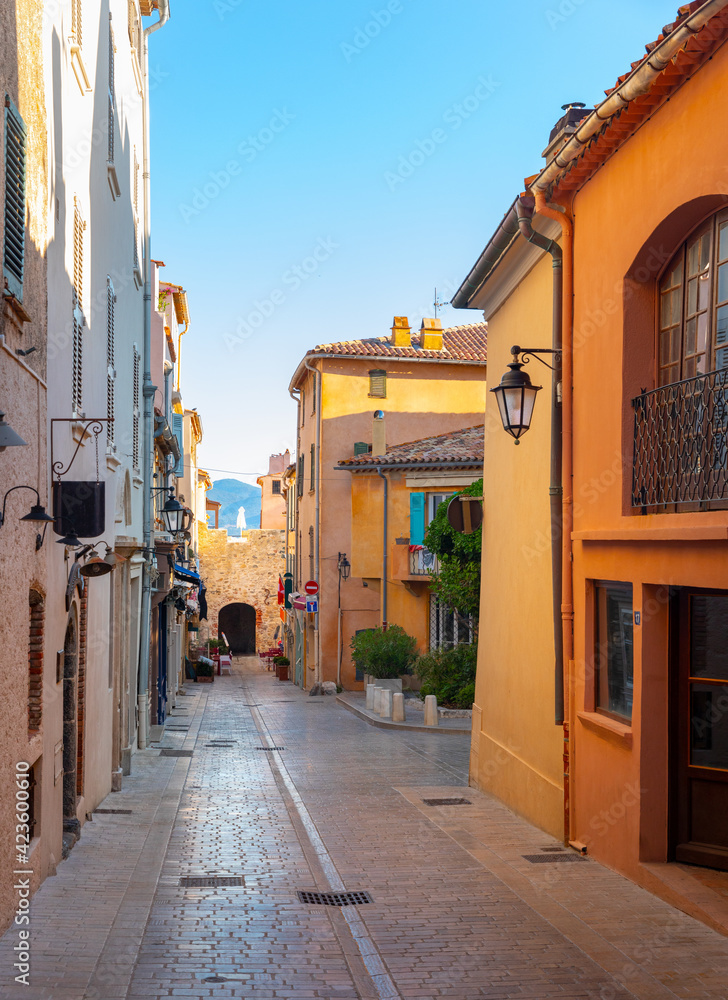 Fototapeta premium View of the city of Saint-Tropez, Provence, Cote d Azur, a popular destination for travel in Europe