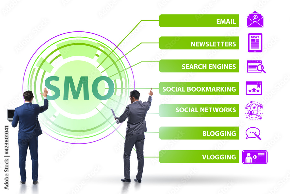 Social media optimisation concept with businessman Social media optimisation concept with businessman