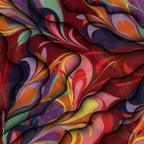 Wallpaper Mural Abstract shapes, wavy lines and floral elements. Abstract background. Torontodigital.ca