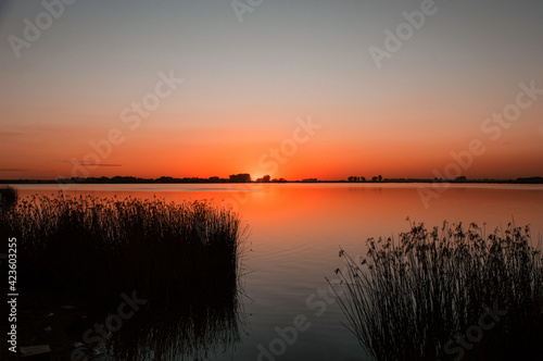 sunset on the lake