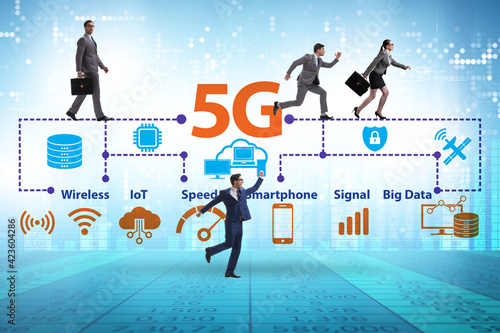 Concept of 5g fast networks with business people