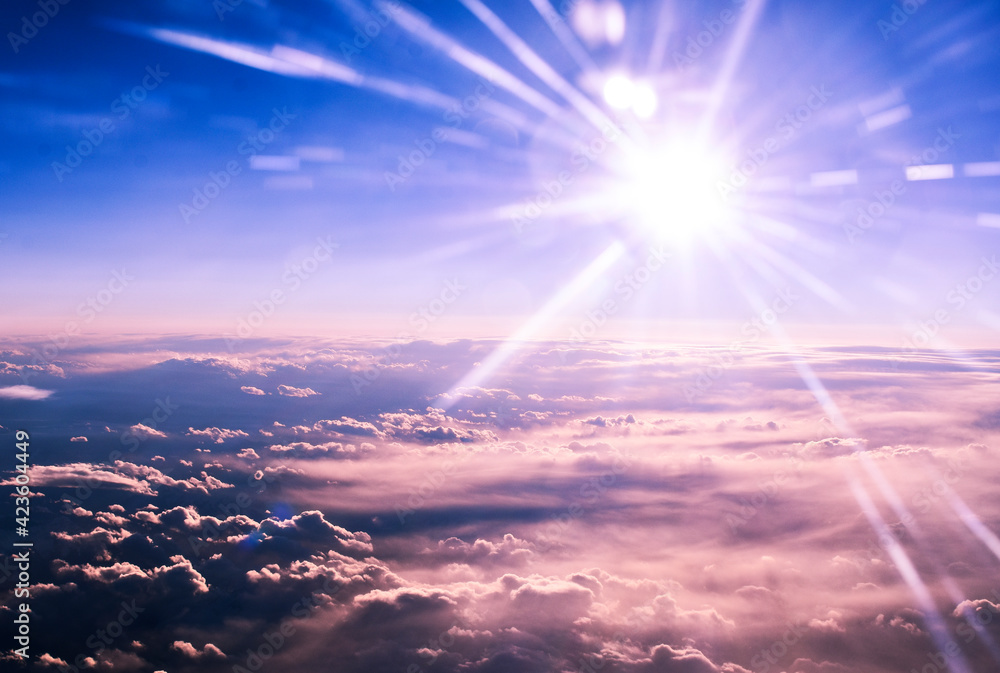 Sun bathing the clouds and the sea Sun bathing the clouds and the sea