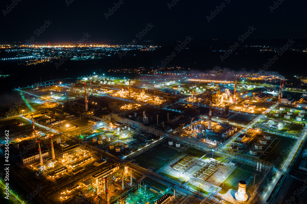 Oil refinery night