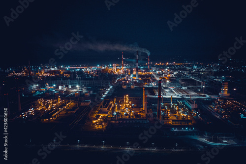 Oil refinery night