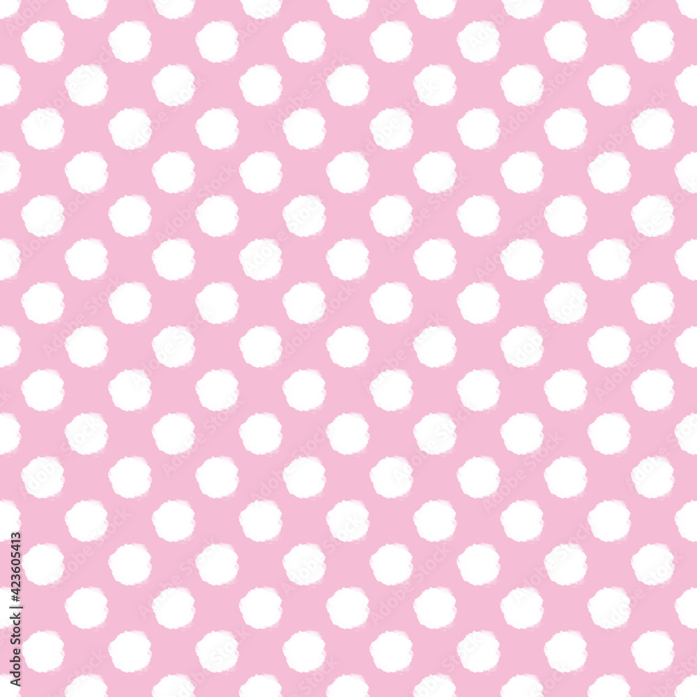 pattern in white soft large polka dots on a pastel pink background