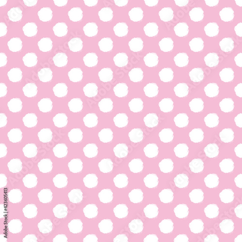 pattern in white soft large polka dots on a pastel pink background
