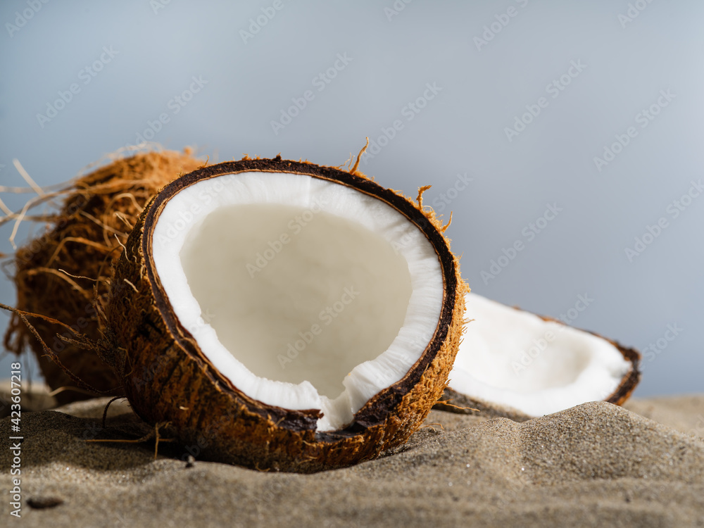 Coconuts Sand Gray Hard Sunlight Background Desert Concept Cooling Photo Coconuts Sand Gray Hard Sunlight Background Desert Concept Cooling Photo