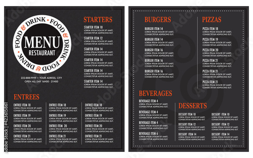 Restaurant menu modern design layout